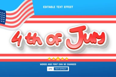 4 Temmuz metni - 3d metin efekti düzenlenebilir