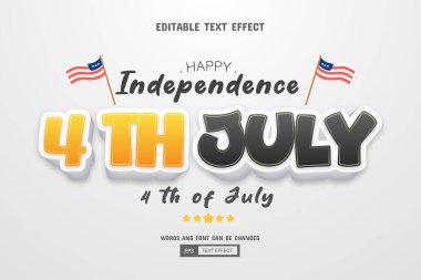 4 Temmuz 'da Bağımsızlık Günü - 3D metin efekti düzenlenebilir