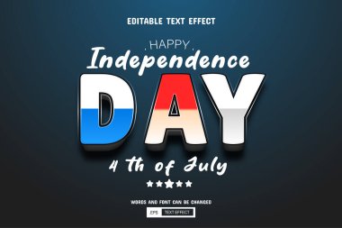 4 Temmuz Bağımsızlık Günü metni - düzenlenebilir 3D metin efekti