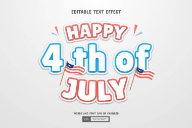 4 Temmuz Bağımsızlık Günü metni - 3D metin efekti düzenlenebilir