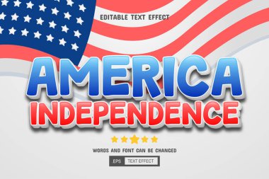 Amerika 'nın bağımsızlık metni - 3d metin efekti düzenlenebilir