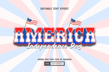 Amerika 'nın bağımsızlık günü metni - 3D metin efekti düzenlenebilir
