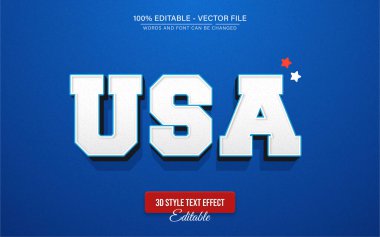 Beyaz USA 3d metin efekti düzenlenebilir