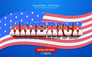 Amerika bayrağı retro tarzı metin efekti düzenlenebilir