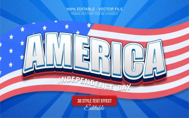 Amerika 'nın Bağımsızlık Günü 3D metin efekti düzenlenebilir