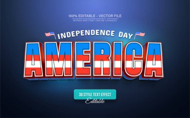 Amerikan Bağımsızlık Günü 3D metin efekti düzenlenebilir