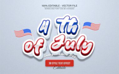 4 Temmuz Bağımsızlık Günü 3D metin efekti düzenlenebilir