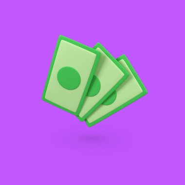 Para ya da banka notu izole edilmiş 3d resim çizimi