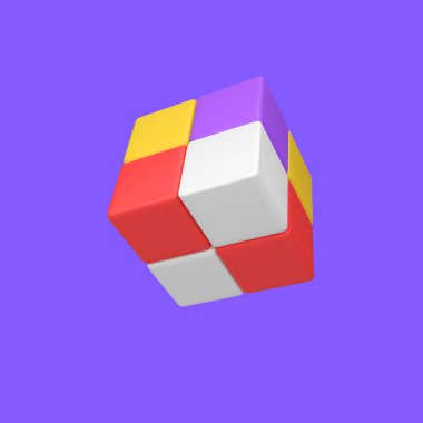 Rubik tecrit edilmiş 3d canlandırma simgesi çizimi