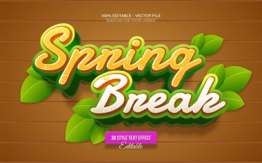 Poster, Logo ve Tişört Şablonu için Bahar Tatili 3B Metin Efekti