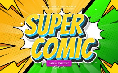 Poster, Logo ve T-Shirt Şablonu için Süper Çizgi Roman 3B Metin Efekti