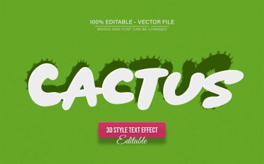 Beyaz Kaktüs 3B Metin Efekti Düzenlenebilir