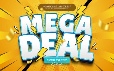 Mega anlaşma satışı 3d metin efekti komik stili düzenlenebilir