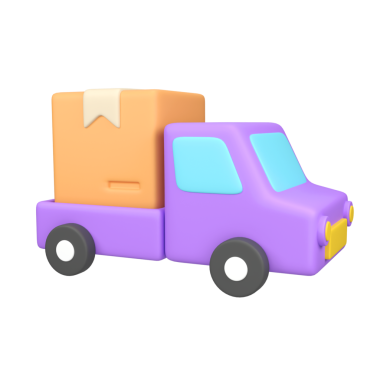 Karton kutularla kargo kamyonu izole edilmiş 3D canlandırma simgesi çizimi