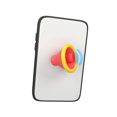 Ses hacmi izole edilmiş 3d resim çizimi olan telefon