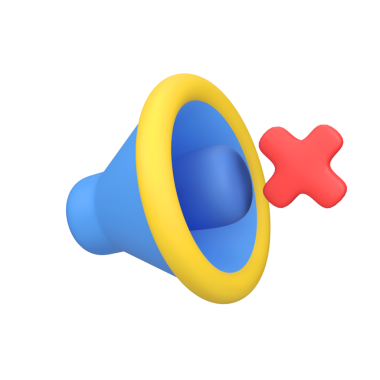 Ses sessizliği izole edilmiş 3d canlandırma simgesi çizimi