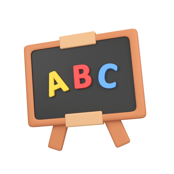 Alfabeyle karatahta izole edilmiş 3d canlandırma simgesi çizimi