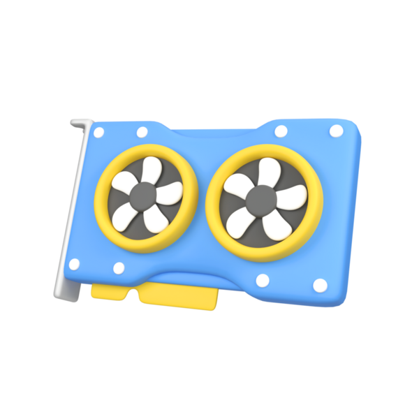 Bilgisayar VGA grafik kartı izole edilmiş 3d canlandırma simgesi illüstrasyonu