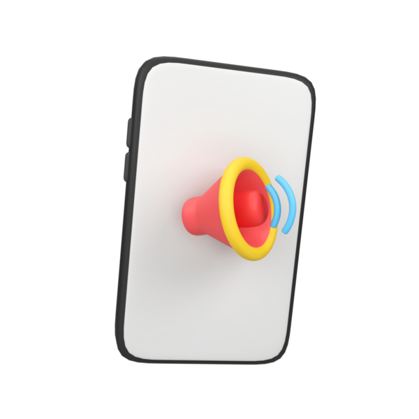 Ses hacmi izole edilmiş 3d resim çizimi olan telefon