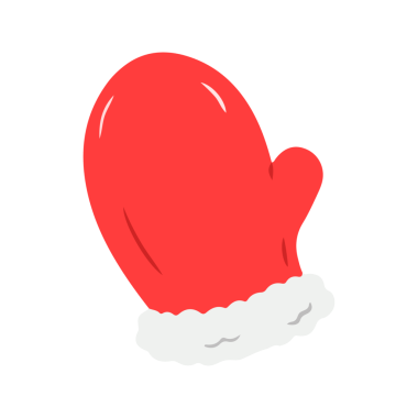 Red Mitten Illustration with White Fur Trim for Winter