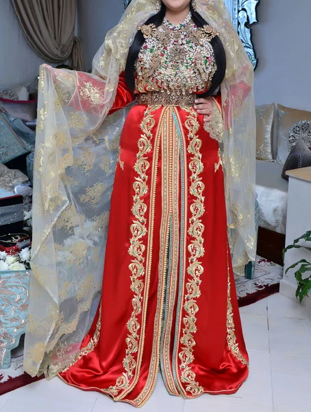 Mariée Marocaine Portant Une Robe Mariée Marocaine — Photo