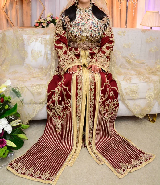 Marokańska Panna Młoda Marokańskiej Sukni Ślubnej — Zdjęcie stockowe