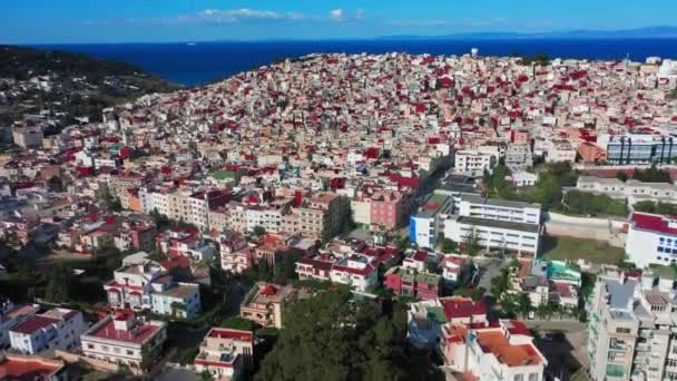 Zdjęcie Lotu Drona Tangiers Maroko Port Marokański Cieśninie Gibraltarskiej — Wideo stockowe