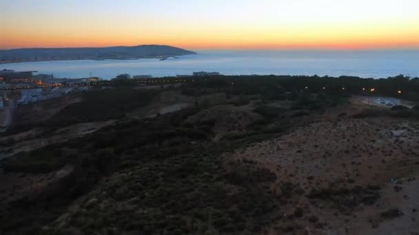 Drone Tiro Aéreo Tânger Marrocos Porto Marroquino Estreito Gibraltar — Vídeo de Stock