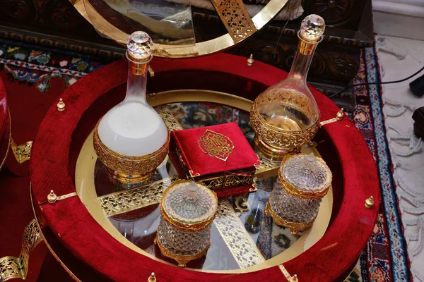Tyafer Marroquí Contenedores Regalo Tradicionales Para Ceremonia Boda Decorado Con — Foto de Stock