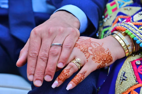 Henna Tattoo Ruce Nevěsty Svatební Henna — Stock fotografie
