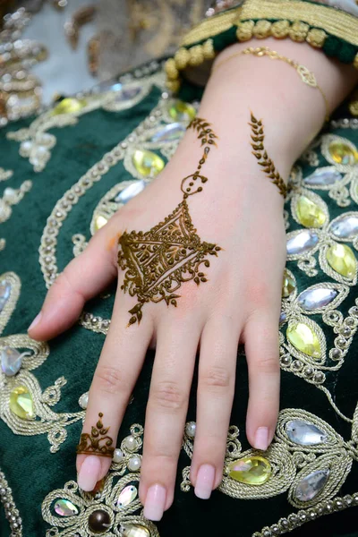 Henna Tetoválás Menyasszony Hand Wedding Henna — Stock Fotó