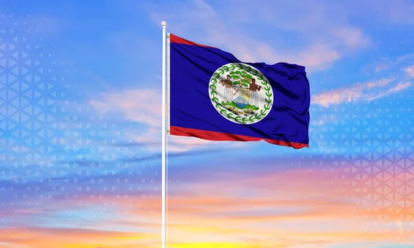 Belize San Pedro Ambergris Caye Belizean Country Flag Wave Breeze — стоковое фото