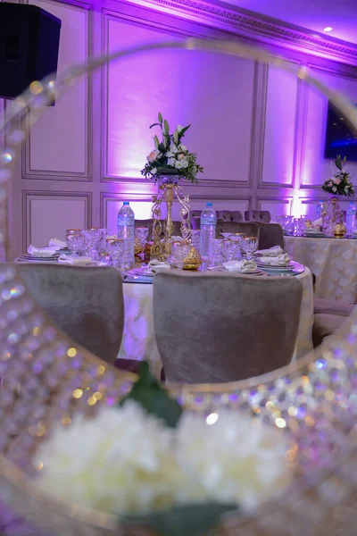 Tisch Gedeckt Für Eine Eventparty Oder Hochzeitsfeier — Stockfoto