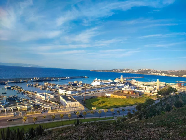 Tanger Marocko Tanger Med Port Sett Från Centrum Staden Tanger — Stockfoto