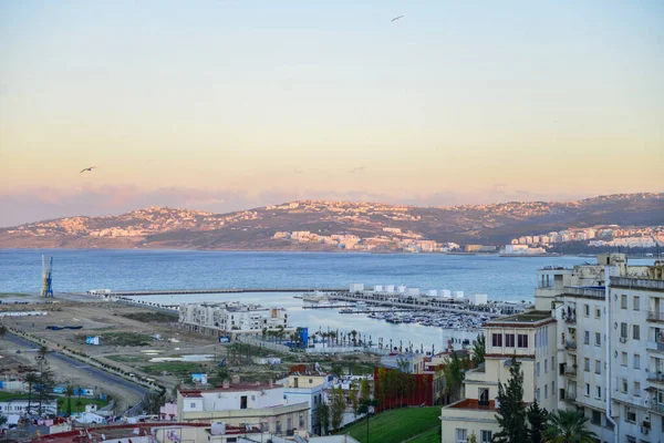 stock image Tangier harbor in Morocco offers the shortest connection between Africa and Europe (Spain). Speed ferries bridge the distance within 35 minutes