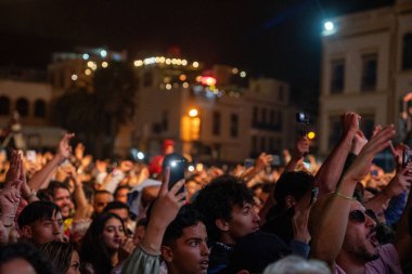 Gnawa music concert on a terrace of the wall, Essaouira, morocco, africa. 23-06-2023 clipart