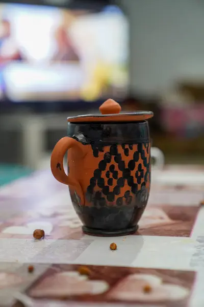 stock image A pottery cup for drinking water. Pots in Morocco