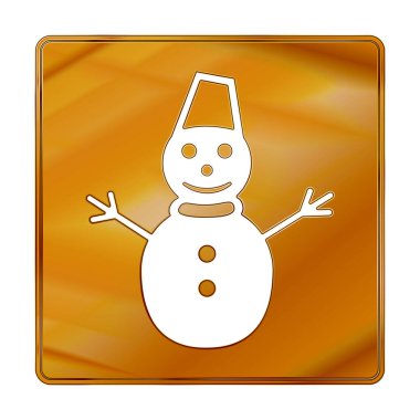 Mutlu Noel altın ikonu. Beyaz arka planda izole edilmiş güzel gradyan dizaynlı bir kış ikonu. Yeni yıl işareti vektör illüstrasyonu. Kardan Adam sembolü.