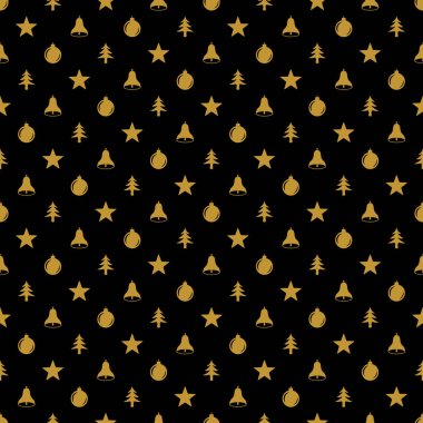Seamless modeli öğeleri Noel ile yılbaşı için. Güzel desen kağıt, t-shirtler, tebrik kartları kaydırma lüks hediye için. Neşeli Noel arka plan. Vektör çizim.