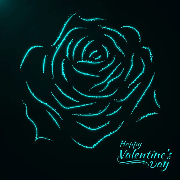 Valentines Day Abstract Rose Card Cyan Lights Design — Image vectorielle