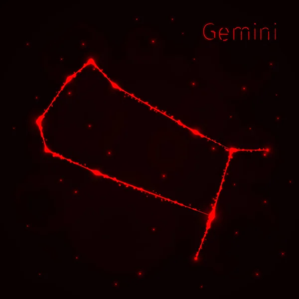Gemini Icono Ilustración Luces Silueta Sobre Fondo Oscuro Líneas Brillantes — Archivo Imágenes Vectoriales