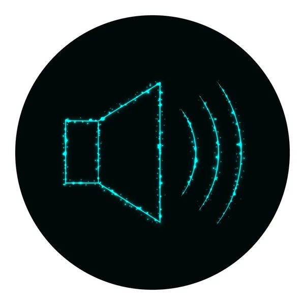 Lautsprecherlautstärke Symbol Von Cyan Lichtern Auf Schwarzem Hintergrund Neon Vektorsymbol — Stockvektor