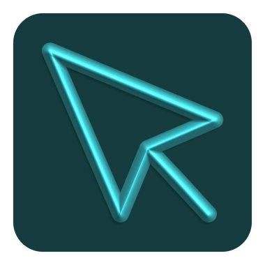 3d Satır Neon Web Simgesi, Cyan Rengi
