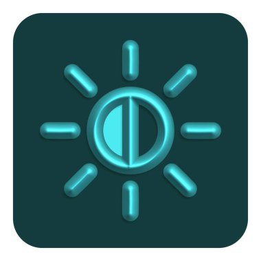 3d Satır Neon Web Simgesi, Cyan Rengi