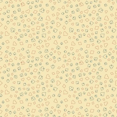 Takım Elbise Kartı İşaretleri Kusursuz Kalıp Arkaplanı. Vektör illüstrasyonu.