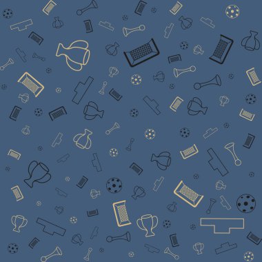 Farklı futbol siluetleri kusursuz vektör arkaplanı. Futbol şablonu resimleme arkaplanı.