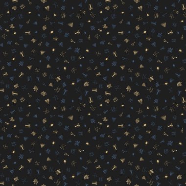 Mutlu yıllar el yazması çizimler kusursuz. El çizimi doğum günü elemanları vektör arka planı. Balon, pasta, hediye, havai fişekler.