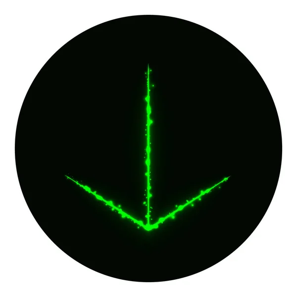 黑色背景上的绿光箭头图标 Neon矢量图标 — 图库矢量图片