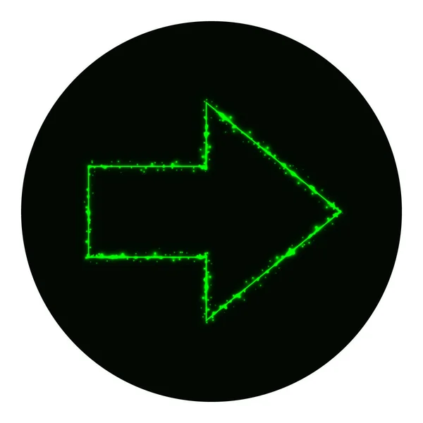 Ikona Strzałek Zielonych Świateł Czarnym Tle Ikona Wektora Neonu — Wektor stockowy