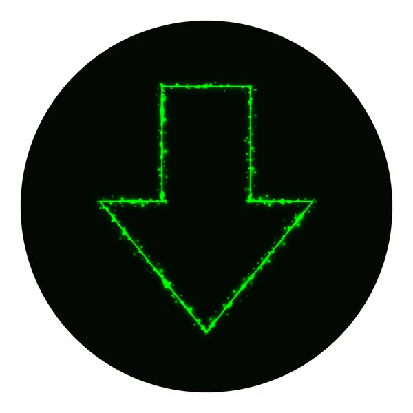 Pil Ikon Grönt Ljus Svart Bakgrund Neonvektorikon — Stock vektor